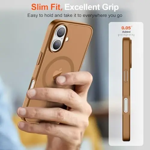 SUPFINE Magnetic for iPhone 17 Case (MagSafe bilan mos)(Harbiy darajadagi tushishdan himoya) Yarim shaffof matli zarbga chidamli barmoq izlariga qarshi telefon qopqog'i 2025, Jigarrang - 7