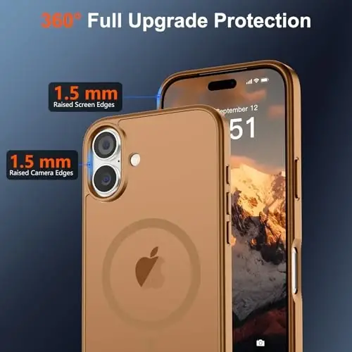 SUPFINE Magnetic for iPhone 17 Case (MagSafe bilan mos)(Harbiy darajadagi tushishdan himoya) Yarim shaffof matli zarbga chidamli barmoq izlariga qarshi telefon qopqog'i 2025, Jigarrang - 4