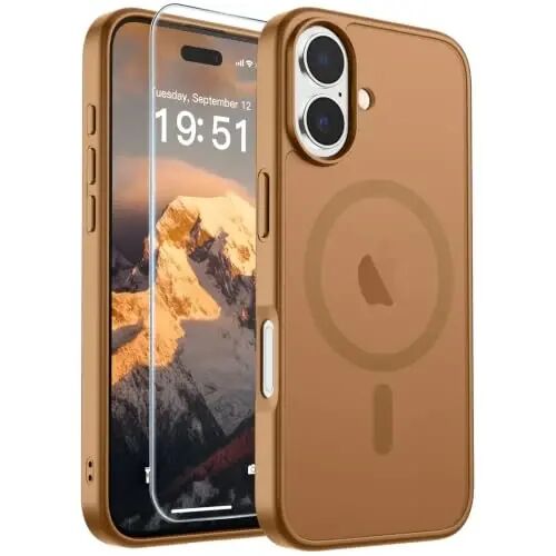 SUPFINE Magnetic for iPhone 17 Case (MagSafe bilan mos)(Harbiy darajadagi tushishdan himoya) Yarim shaffof matli zarbga chidamli barmoq izlariga qarshi telefon qopqog'i 2025, Jigarrang 