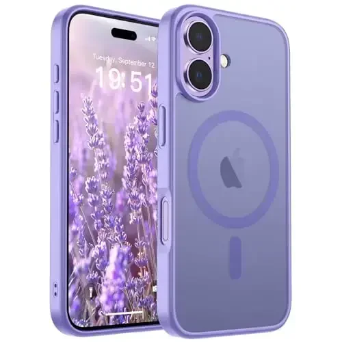 SUPFINE Magnetic for iPhone 17 Case (MagSafe bilan mos)(Harbiy darajadagi tushishdan himoya) Yarim shaffof mato zarba o'tkazmaydigan barmoq izlariga qarshi telefon qopqog'i 2025, Binafsha - SUPFINE