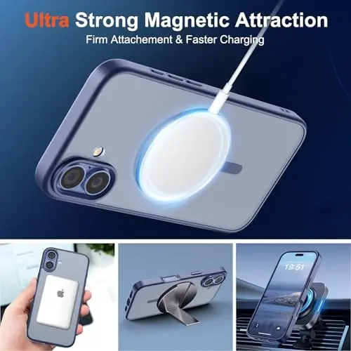 SUPFINE Magnetic for iPhone 17 Case (MagSafe bilan mos)(Harbiy darajadagi tushishdan himoya) Yarim shaffof mato zarbga chidamli barmoq iziga qarshi telefon qopqog'i 2025, Lavanda kulrang - 5