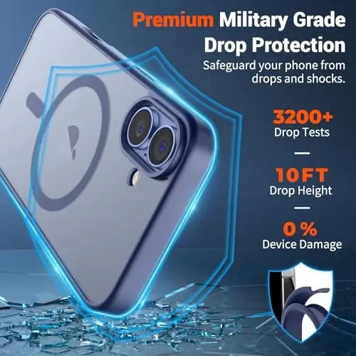 SUPFINE Magnetic for iPhone 17 Case (MagSafe bilan mos)(Harbiy darajadagi tushishdan himoya) Yarim shaffof mato zarbga chidamli barmoq iziga qarshi telefon qopqog'i 2025, Lavanda kulrang - 3