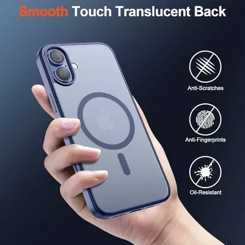 SUPFINE Magnetic for iPhone 17 Case (MagSafe bilan mos)(Harbiy darajadagi tushishdan himoya) Yarim shaffof mato zarbga chidamli barmoq iziga qarshi telefon qopqog'i 2025, Lavanda kulrang - 6