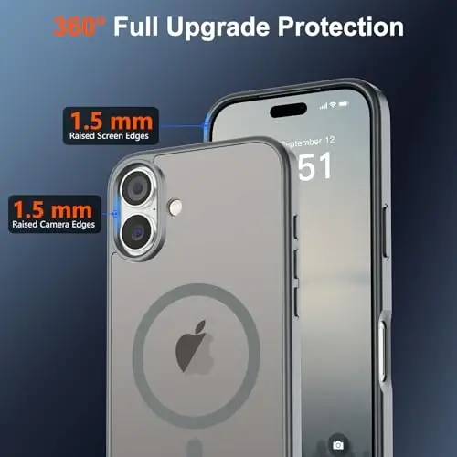 SUPFINE Magnetic for iPhone 17 Case (MagSafe bilan mos)(Harbiy darajadagi tushishdan himoya) Yarim shaffof mato zarbga chidamli, barmoq izlariga qarshi telefon qopqog'i 2025, kulrang - 4