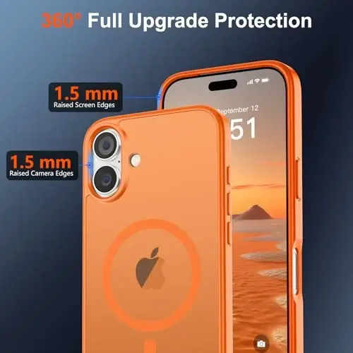 SUPFINE Magnetic for iPhone 17 Case (Compatible with MagSafe)(Military Grade Drop Protection) Translucent Matte Shockproof with Anti-Fingerprint Phone Cover,Starry Orange - 4
