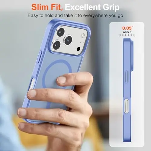 SUPFINE Magnetic for iPhone 17 Pro Case (Compatible with MagSafe)(Military Grade Drop Protection) Translucent Matte Shockproof with Anti-Fingerprint Phone Cover 2025,Blue Purple - 7