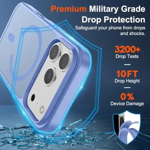 SUPFINE Magnetic for iPhone 17 Pro Case (Compatible with MagSafe)(Military Grade Drop Protection) Translucent Matte Shockproof with Anti-Fingerprint Phone Cover 2025,Blue Purple - SUPFINE (1)