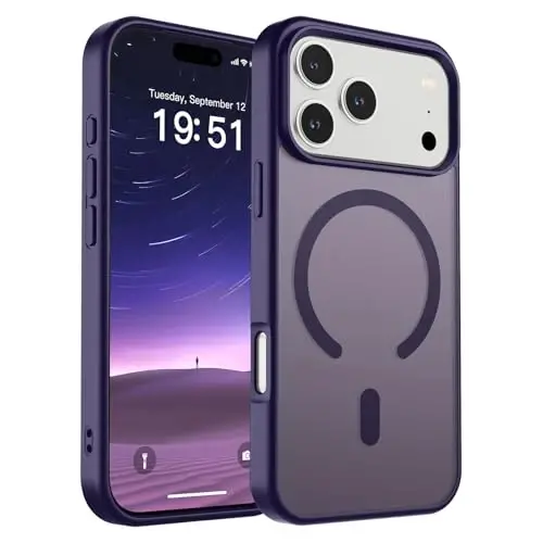 SUPFINE Magnetic for iPhone 17 Pro Case (Compatible with MagSafe)(Military Grade Drop Protection) Translucent Matte Shockproof with Anti-Fingerprint Phone Cover 2025,Dark Purple - SUPFINE