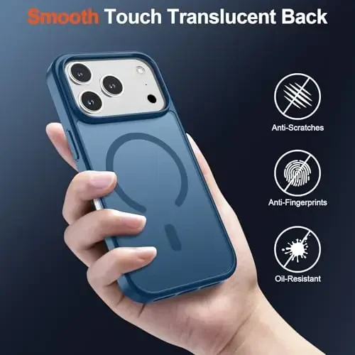 SUPFINE Magnetic for iPhone 17 Pro Case (Compatible with MagSafe)(Military Grade Drop Protection) Translucent Matte Shockproof with Anti-Fingerprint Phone Cover 2025,Deep Blue - 6
