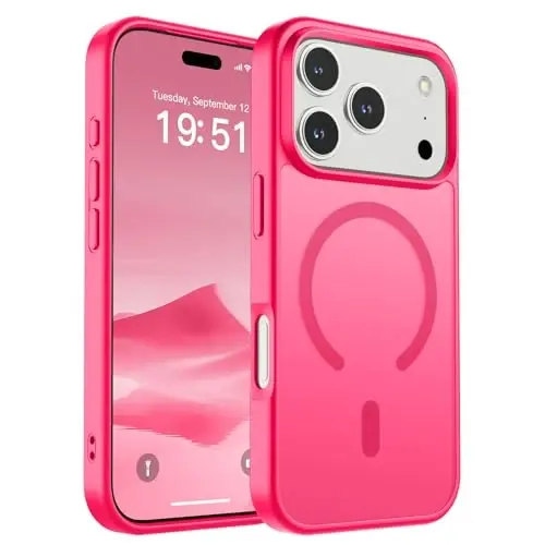 SUPFINE Magnetic for iPhone 17 Pro Case (Compatible with MagSafe)(Military Grade Drop Protection) Translucent Matte Shockproof with Anti-Fingerprint Phone Cover 2025,Hot Pink 