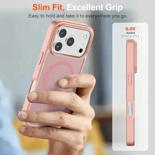 SUPFINE Magnetic for iPhone 17 Pro Case (Compatible with MagSafe)(Military Grade Drop Protection) Translucent Matte Shockproof with Anti-Fingerprint Phone Cover 2025,Pink - 7