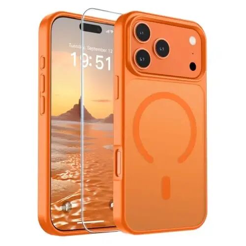 SUPFINE Magnetic for iPhone 17 Pro Case (Compatible with MagSafe)(Military Grade Drop Protection) Translucent Matte Shockproof with Anti-Fingerprint Phone Cover,Starry Orange 