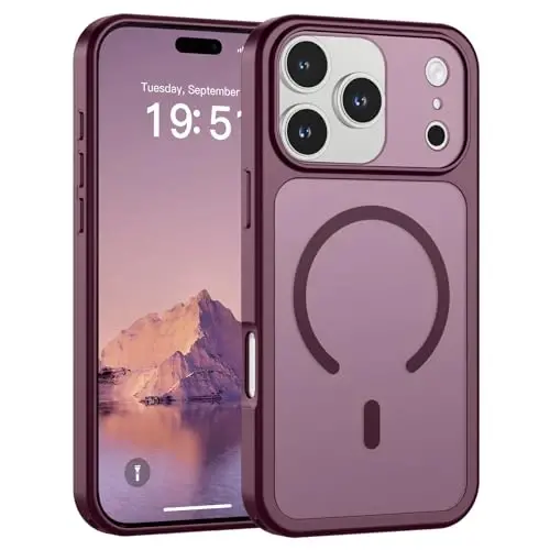 SUPFINE Magnetic for iPhone 17 Pro Case (Compatible with MagSafe)(Military Grade Drop Protection)(Camera Protection) Translucent Matte Shockproof Phone Cover 2025,Wine Red 