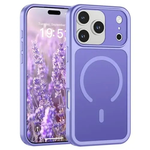 SUPFINE Magnetic for iPhone 17 Pro Case (Compatible with MagSafe)(Military Grade Drop Protection)(Camera Protection) Translucent Matte Shockproof Phone Cover,Purple 