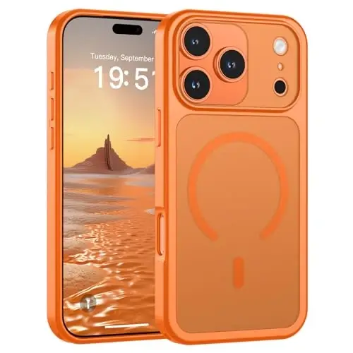 SUPFINE Magnetic for iPhone 17 Pro Case (Compatible with MagSafe)(Military Grade Drop Protection)(Camera Protection) Translucent Matte Shockproof Phone Cover,Starry Orange 