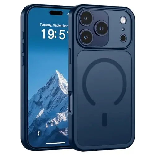 SUPFINE Magnetic for iPhone 17 Pro Case (MagSafe bilan mos keladi)(Harbiy darajadagi tushishdan himoya)(Kamera himoyasi) Shaffof Mat zarbaga chidamli telefon g'ilofi 2025, To'q ko'k 