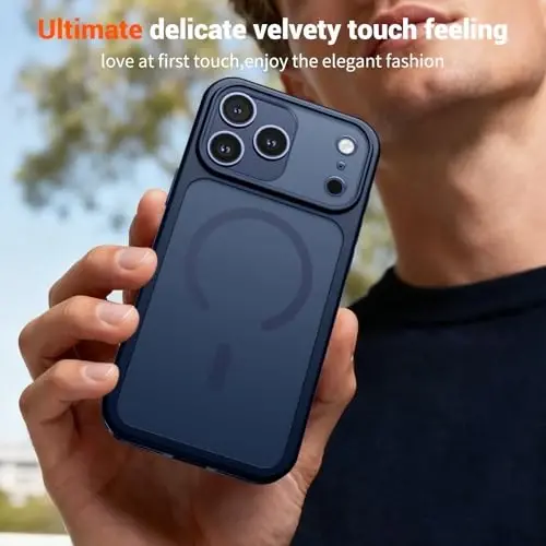 SUPFINE Magnetic for iPhone 17 Pro Case (MagSafe bilan mos keladi)(Harbiy darajadagi tushishdan himoya)(Kamera himoyasi) Shaffof Mat zarbaga chidamli telefon g‘ilofi, To‘q ko‘k - 6