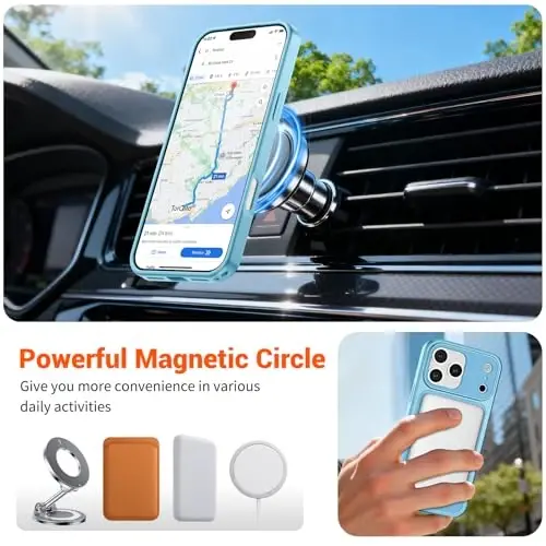 SUPFINE Magnetic for iPhone 17 Pro Case Light Blue | (Compatible with MagSafe)(Military Grade Drop Protection)(Camera Protection)Translucent Matte Phone Cover - 4