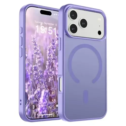SUPFINE Magnetic for iPhone 17 Pro Case (MagSafe bilan mos)(Harbiy darajadagi tushishdan himoya) Yarim shaffof mat zarbga chidamli barmoq izlariga qarshi telefon qopqog'i 2025, Binafsha - 1