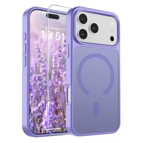 SUPFINE Magnetic for iPhone 17 Pro Case (MagSafe bilan mos)(Harbiy darajadagi tushishdan himoya) Yarim shaffof mat zarbga chidamli barmoq izlariga qarshi telefon qopqog'i 2025, Binafsha - 1