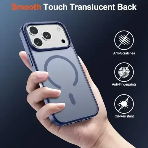 SUPFINE Magnetic for iPhone 17 Pro Case (MagSafe bilan mos)(Harbiy darajadagi tushishdan himoya) Yarim shaffof mat zarbga chidamli, barmoq izlariga qarshi telefon qopqog'i 2025, Lavanda kulrang - 6