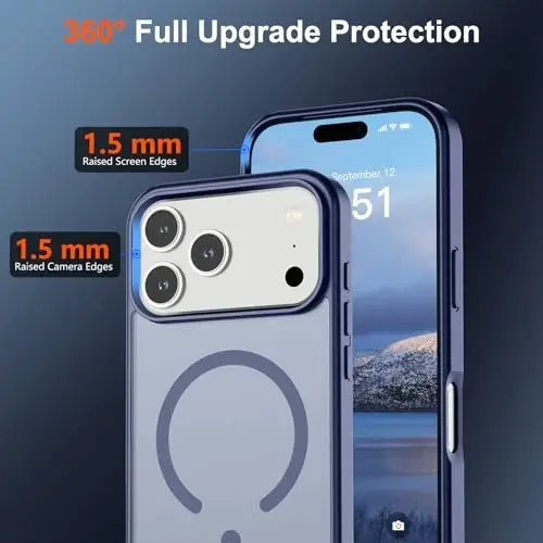 SUPFINE Magnetic for iPhone 17 Pro Case (MagSafe bilan mos)(Harbiy darajadagi tushishdan himoya) Yarim shaffof mat zarbga chidamli, barmoq izlariga qarshi telefon qopqog'i 2025, Lavanda kulrang - 4