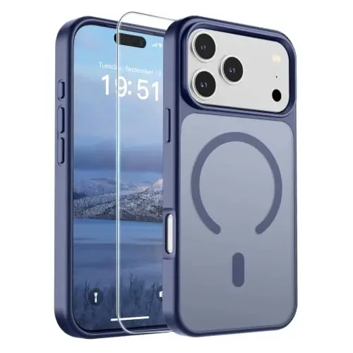 SUPFINE Magnetic for iPhone 17 Pro Case (MagSafe bilan mos)(Harbiy darajadagi tushishdan himoya) Yarim shaffof mat zarbga chidamli, barmoq izlariga qarshi telefon qopqog'i 2025, Lavanda kulrang - 1