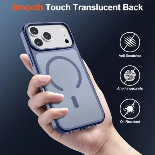 SUPFINE Magnetic for iPhone 17 Pro Case (MagSafe bilan mos)(Harbiy darajadagi tushishdan himoya) Yarim shaffof mat zarbga chidamli, barmoq izlariga qarshi telefon qopqog'i 2025, Lavanda kulrang - 5