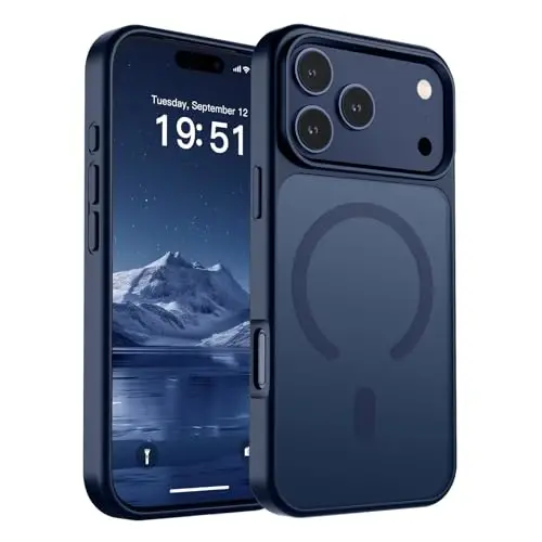 SUPFINE Magnetic for iPhone 17 Pro Case (Compatible with MagSafe)(Military Grade Drop Protection) Translucent Matte Shockproof with Anti-Fingerprint Phone Cover,Dark Blue 
