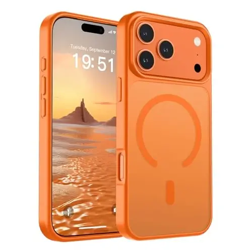 SUPFINE Magnetic for iPhone 17 Pro Case (Compatible with MagSafe)(Military Grade Drop Protection) Translucent Matte Shockproof with Anti-Fingerprint Phone Cover,Starry Orange 