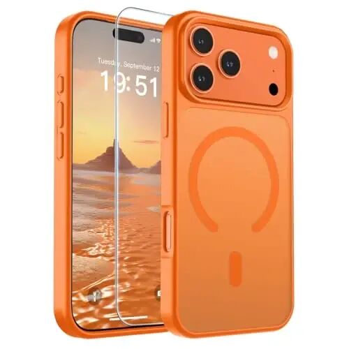 SUPFINE Magnetic for iPhone 17 Pro Max Case (Compatible with MagSafe)(Military Grade Drop Protection) Translucent Matte Shockproof Phone Cover,Starry Orange 