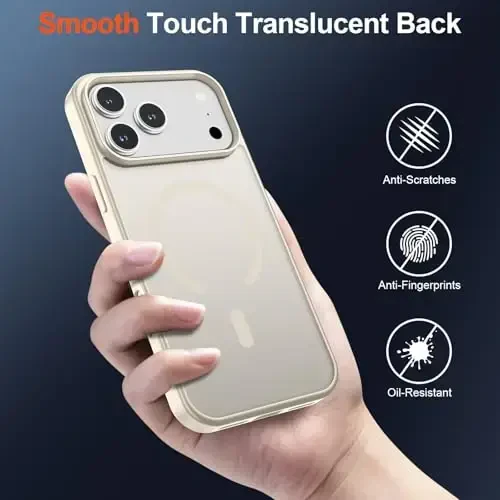 SUPFINE Magnetic for iPhone 17 Pro Max Case (Compatible with MagSafe)(Military Grade Drop Protection) Translucent Matte Shockproof with Anti-Fingerprint Phone Cover 2025,Antique White - 6