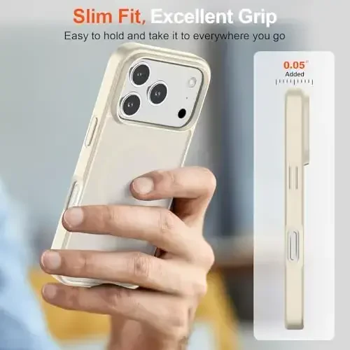 SUPFINE Magnetic for iPhone 17 Pro Max Case (Compatible with MagSafe)(Military Grade Drop Protection) Translucent Matte Shockproof with Anti-Fingerprint Phone Cover 2025,Antique White - 7