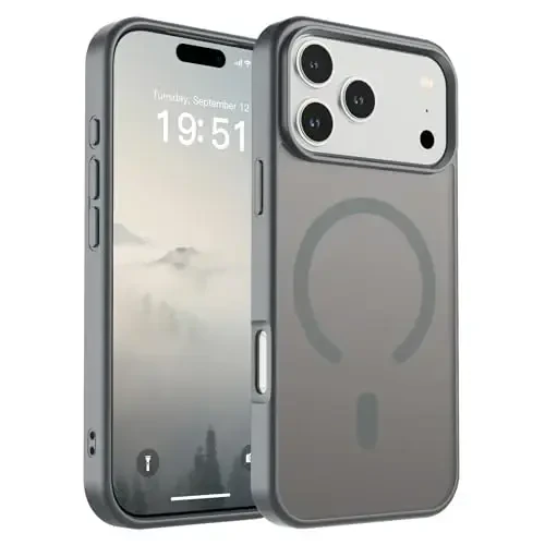 SUPFINE Magnetic for iPhone 17 Pro Max Case (Compatible with MagSafe)(Military Grade Drop Protection) Translucent Matte Shockproof with Anti-Fingerprint Phone Cover 2025,Gray - 1