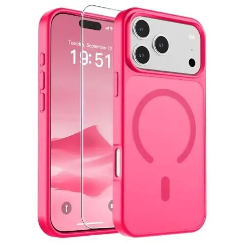 SUPFINE Magnetic for iPhone 17 Pro Max Case (Compatible with MagSafe)(Military Grade Drop Protection) Translucent Matte Shockproof with Anti-Fingerprint Phone Cover 2025,Hot Pink 