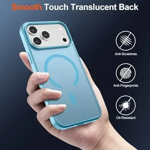 SUPFINE Magnetic for iPhone 17 Pro Max Case (Compatible with MagSafe)(Military Grade Drop Protection) Translucent Matte Shockproof with Anti-Fingerprint Phone Cover 2025,Light Blue - 6