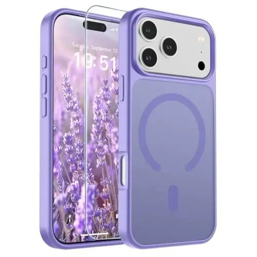 SUPFINE Magnetic for iPhone 17 Pro Max Case (Compatible with MagSafe)(Military Grade Drop Protection) Translucent Matte Shockproof with Anti-Fingerprint Phone Cover 2025,Purple 