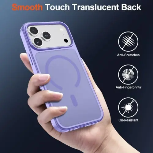 SUPFINE Magnetic for iPhone 17 Pro Max Case (Compatible with MagSafe)(Military Grade Drop Protection) Translucent Matte Shockproof with Anti-Fingerprint Phone Cover 2025,Purple - 5