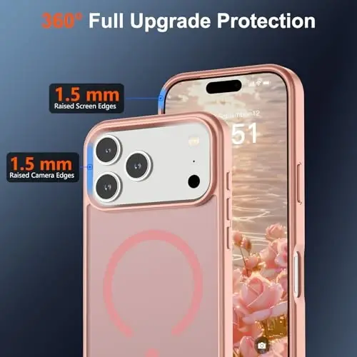 SUPFINE Magnetic for iPhone 17 Pro Max Case (Compatible with MagSafe)(Military Grade Drop Protection) Translucent Matte Shockproof with Anti-Fingerprint Phone Cover,Pink - 4