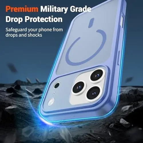 SUPFINE Magnetic for iPhone 17 Pro Max Case (Compatible with MagSafe)(Military Grade Drop Protection)(Camera Protection) Translucent Matte Shockproof Phone Cover,Blue Purple - 3