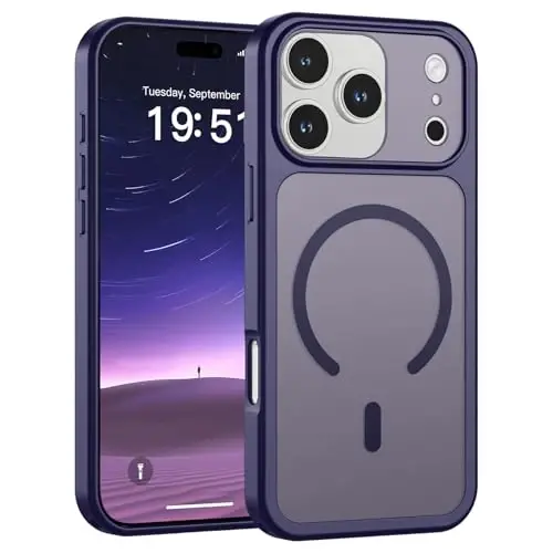 SUPFINE Magnetic for iPhone 17 Pro Max Case (Compatible with MagSafe)(Military Grade Drop Protection)(Camera Protection) Translucent Matte Shockproof Phone Cover,Dark Purple - 1