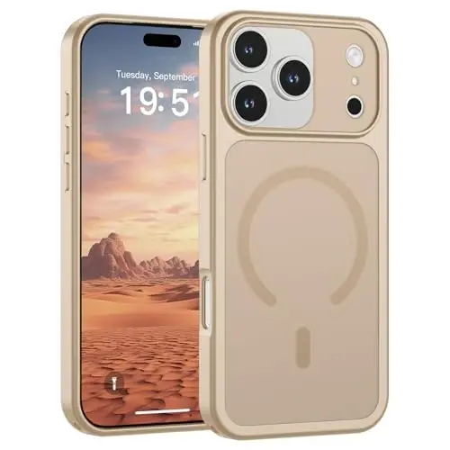 SUPFINE Magnetic for iPhone 17 Pro Max Case Desert Gold | (Compatible with MagSafe)(Military Grade Drop Protection)(Camera Protection)Translucent Matte Phone Cover 