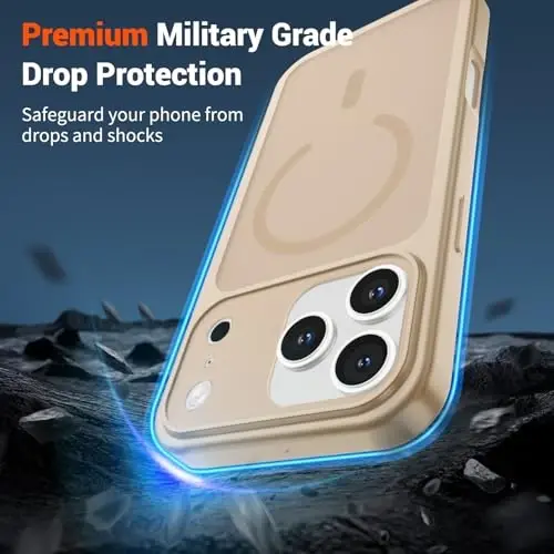 SUPFINE Magnetic for iPhone 17 Pro Max Case Desert Gold | (Compatible with MagSafe)(Military Grade Drop Protection)(Camera Protection)Translucent Matte Phone Cover - 3