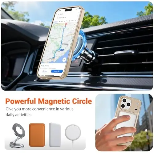 SUPFINE Magnetic for iPhone 17 Pro Max Case Desert Gold | (Compatible with MagSafe)(Military Grade Drop Protection)(Camera Protection)Translucent Matte Phone Cover - 4