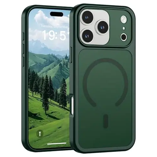 SUPFINE Magnetic for iPhone 17 Pro Max Case Forest Green | (Compatible with MagSafe)(Military Grade Drop Protection)(Camera Protection)Translucent Matte Phone Cover 
