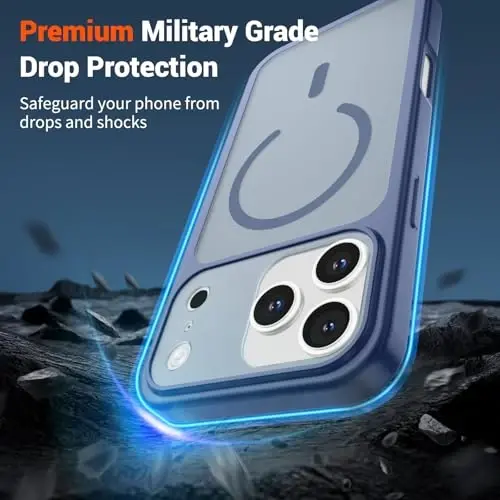SUPFINE Magnetic for iPhone 17 Pro Max Case (Compatible with MagSafe)(Military Grade Drop Protection)(Camera Protection) Translucent Matte Shockproof Phone Cover,Lavender Gray - 3