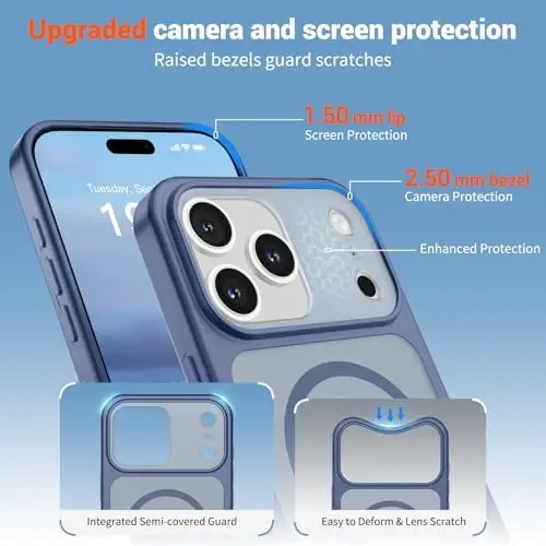 SUPFINE Magnetic for iPhone 17 Pro Max Case (Compatible with MagSafe)(Military Grade Drop Protection)(Camera Protection) Translucent Matte Shockproof Phone Cover,Lavender Gray - 6