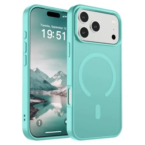 SUPFINE Magnetic for iPhone 17 Pro Max Case (MagSafe bilan mos keladi) (Harbiy darajadagi tushishdan himoya) Shaffof mato Shokga qarshi barmoq izlariga qarshi telefon qopqog'i 2025, Moviy Yashil - SUPFINE