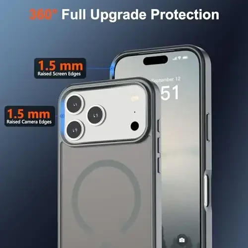 SUPFINE Magnetic for iPhone 17 Pro Max Case (MagSafe bilan mos keladi) (Harbiy darajadagi tushishdan himoya) Yarim shaffof mat zarbga chidamli barmoq izlariga qarshi telefon qopqog'i 2025, kulrang - 4