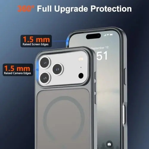 SUPFINE Magnetic for iPhone 17 Pro Max Case (MagSafe bilan mos keladi) (Harbiy darajadagi tushishdan himoya) Yarim shaffof mat zarbga chidamli barmoq izlariga qarshi telefon qopqog'i 2025, kulrang - 3